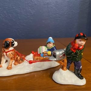 Department 56 MUSH Kids Sledding St Bernard Dog Snow Village Accessory